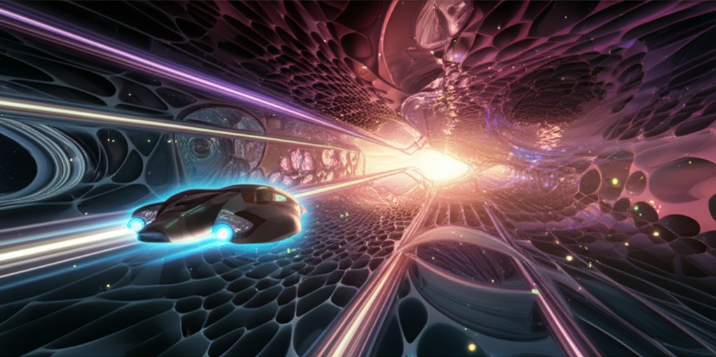 Vehicle navigating through quantum foam structures at the microscopic level of spacetime