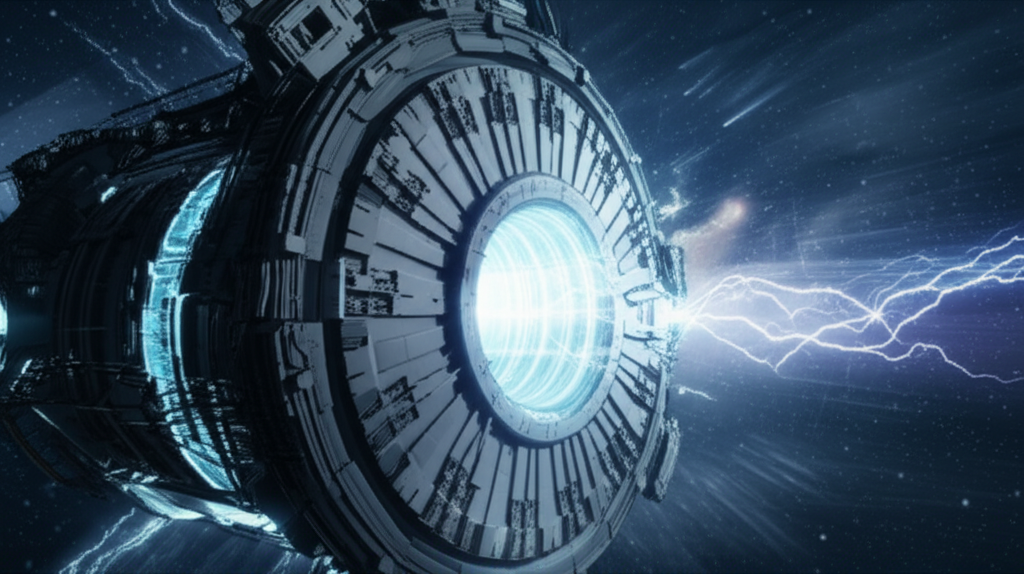 Massive quantum boring machine creating tunnels through visible spacetime with energy discharge effects